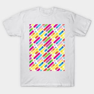 Abstract Colorful Diagonal Lines Dynamic Geometric Pattern Summer Colors Collection. Contemporary Art T-Shirt